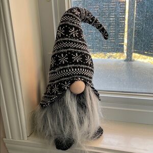 Black and white Christmas xmas gnome nisse tomte 11” tall